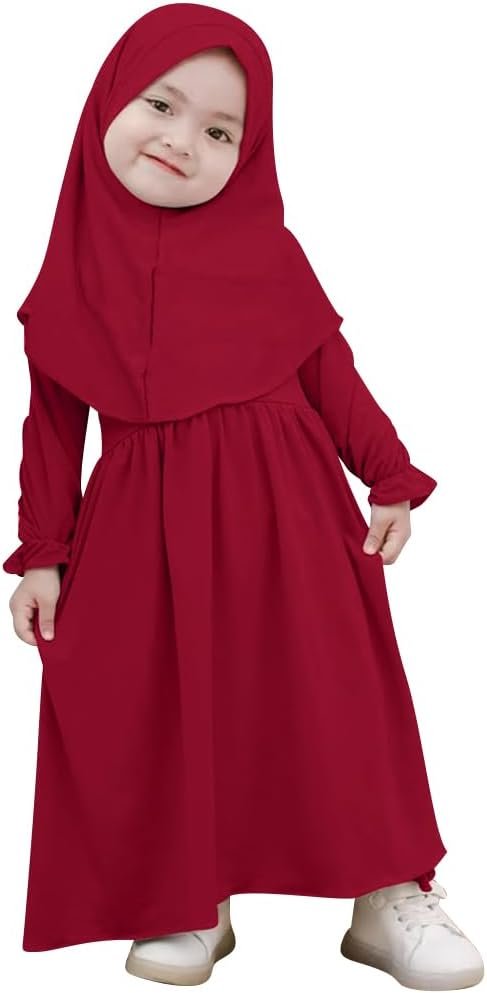 Girls Hijab Dresses 2pcs Muslim Abaya Dresses for Girls Middle East Modest Outfits